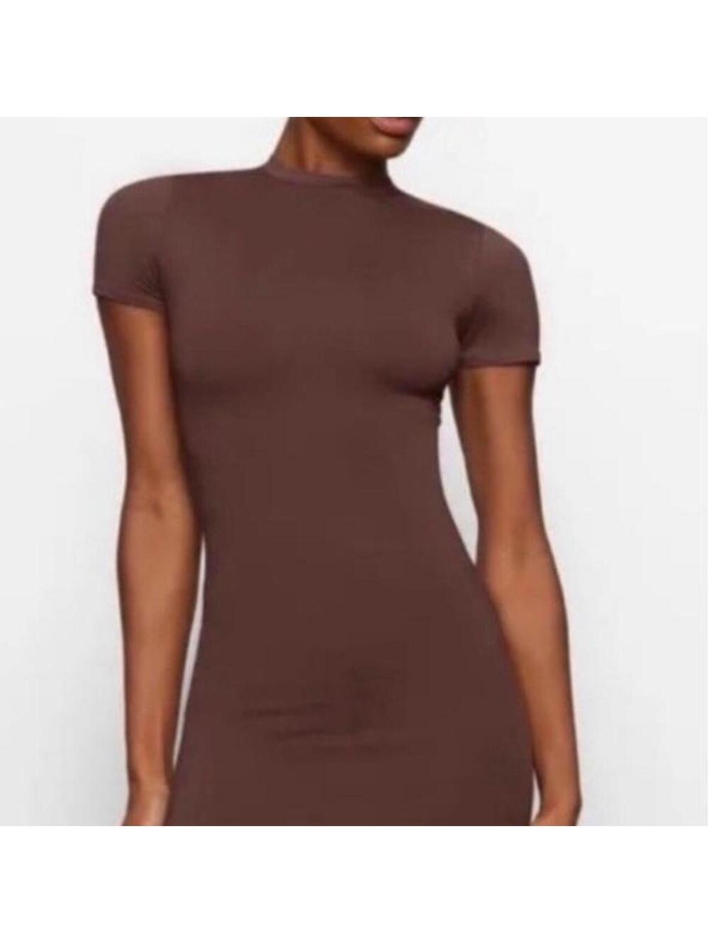 SKIMS swim mini dress (brown)